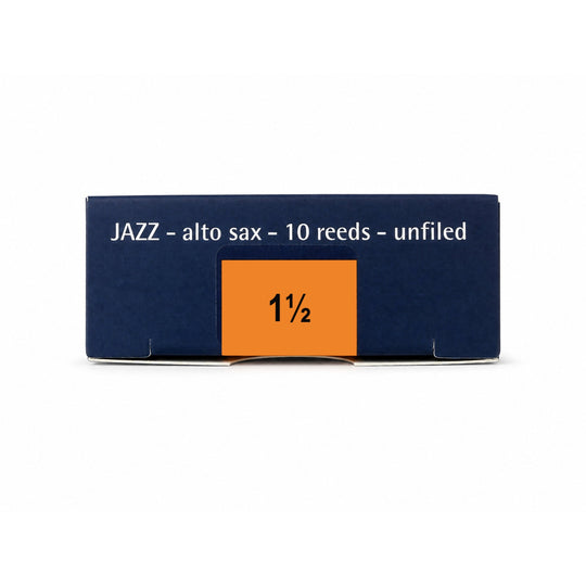 Rigotti Gold Jazz Alto Saxophone Reeds, size 1.5 — box of 10, bottom view #strength_1-5
