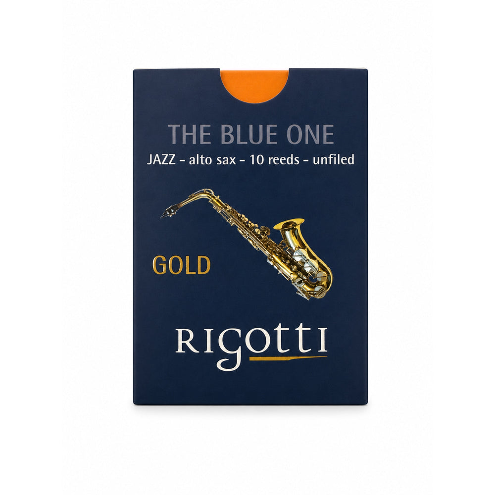 Rigotti Gold Jazz Alto Saxophone Reeds, size 3.5, front view #strength_3-5
