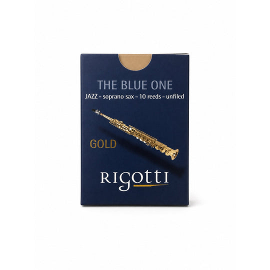 Rigotti Gold Jazz Soprano Saxophone Reeds, size 2 Strong, front view #strength_2 Strong
