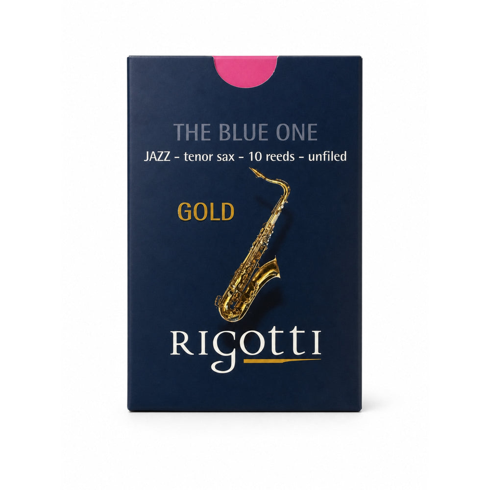 Rigotti Gold Jazz Tenor Saxophone Reeds, size 2 Light — box of 10, front view #strength_2 Light