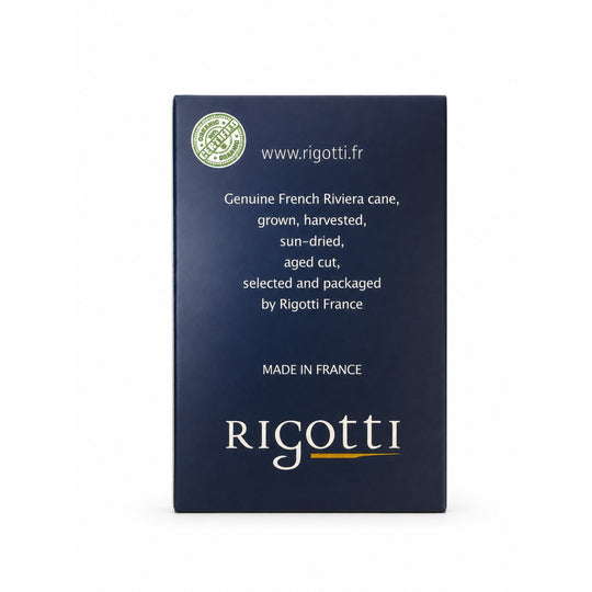 Rigotti Gold Jazz Tenor Saxophone Reeds, size 3.5 Light, back view #strength_3-5 Light