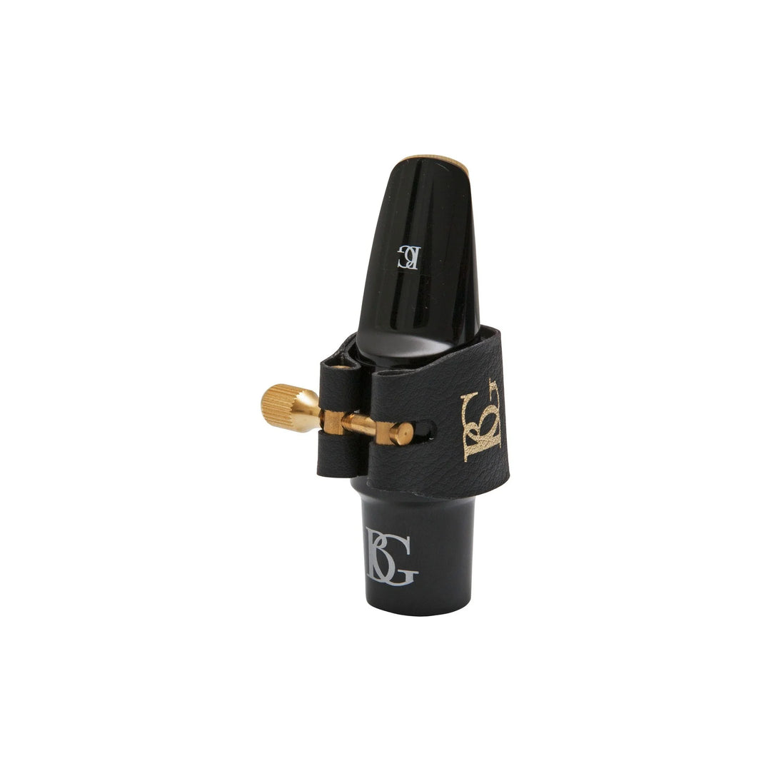 BG L14SR Super Revelation Soprano Saxophone Ligature - shown on mouthpiece